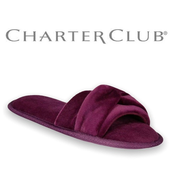 NEW CHARTER CLUB Opentoe Memory Foam Slippers Wine - Picture 5 of 5